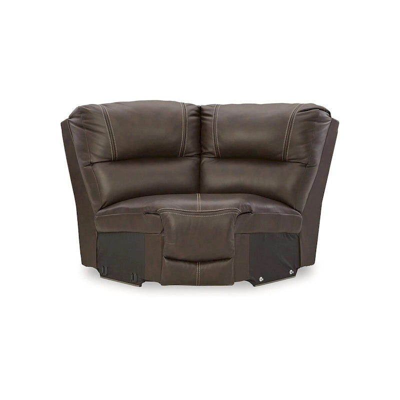 Signature Design by Ashley Divano sezionale reclinabile elettrico Dunleith Brown a 5 pezzi - 123 larghezza x 123 profondità x 43 altezza