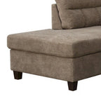 Canapé sectionnel Ari de 264 cm avec méridienne, pouf, 2 oreillers décoratifs, marron