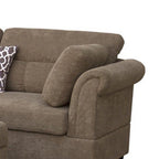 Canapé sectionnel Ari de 264 cm avec méridienne, pouf, 2 oreillers décoratifs, marron