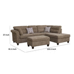 Canapé sectionnel Ari de 264 cm avec méridienne, pouf, 2 oreillers décoratifs, marron