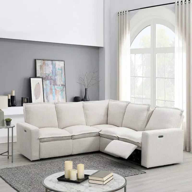 Divano Sezionale a L Reclinabile Elettrico, Poltrona Morbida per Home Theater