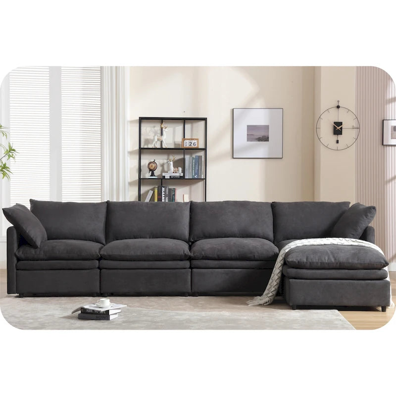 Divano componibile moderno imbottito con chaise longue