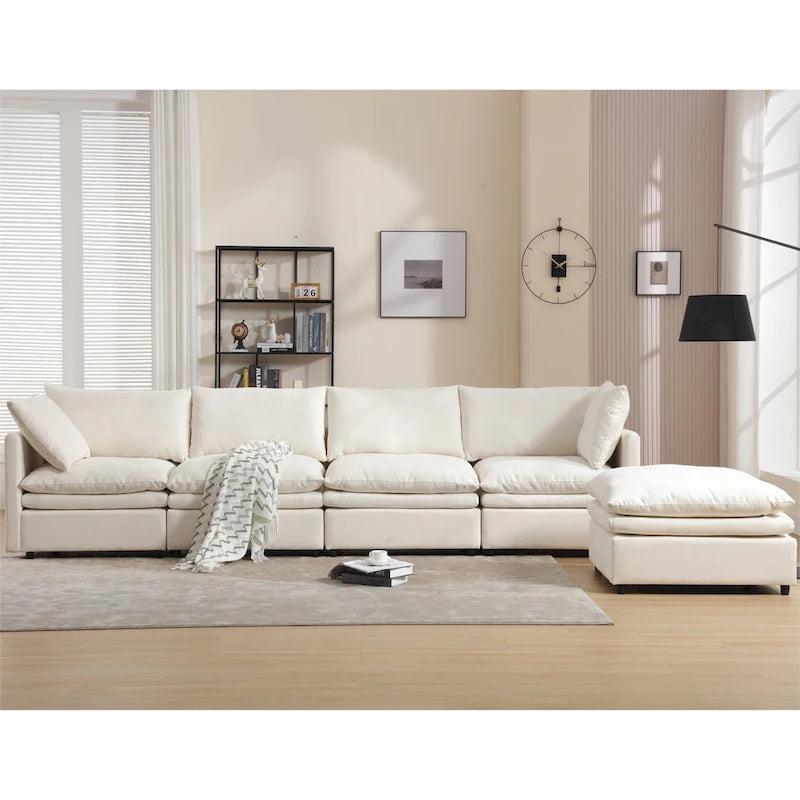 Divano componibile moderno imbottito con chaise longue