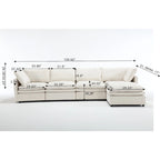 Divano componibile moderno imbottito con chaise longue