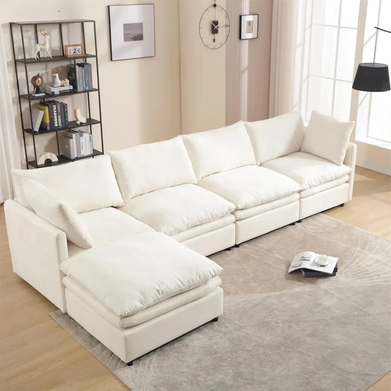 Divano componibile moderno imbottito con chaise longue