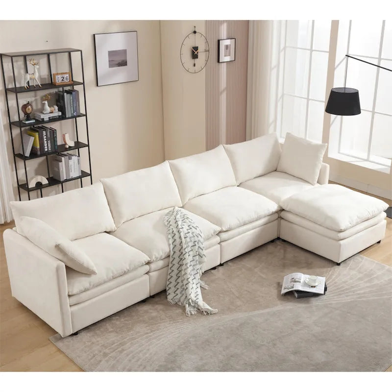 Divano componibile moderno imbottito con chaise longue