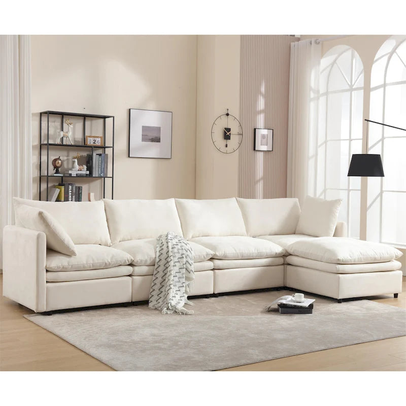 Divano componibile moderno imbottito con chaise longue