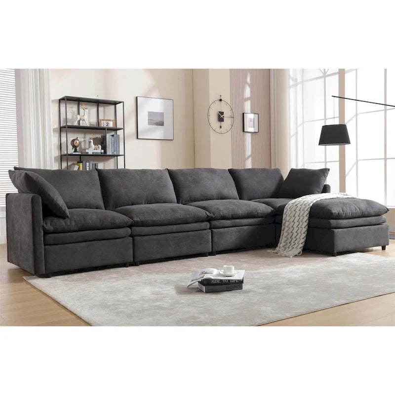 Divano componibile moderno imbottito con chaise longue