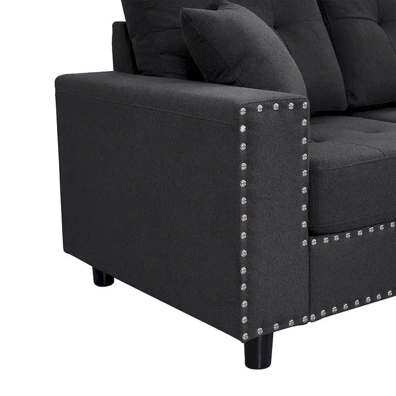 Canapé d'angle modulaire en L de 109,2 po avec coussins de dossier amovibles et 2 oreillers, pour salons, bureaux et appartements