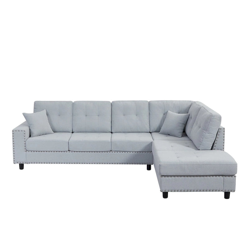 Canapé d'angle modulaire en L de 109,2 po avec coussins de dossier amovibles et 2 oreillers, pour salons, bureaux et appartements