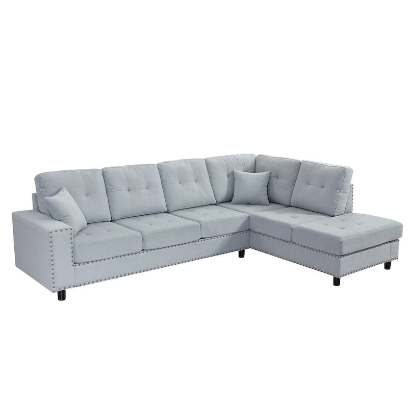 Canapé d'angle modulaire en L de 109,2 po avec coussins de dossier amovibles et 2 oreillers, pour salons, bureaux et appartements