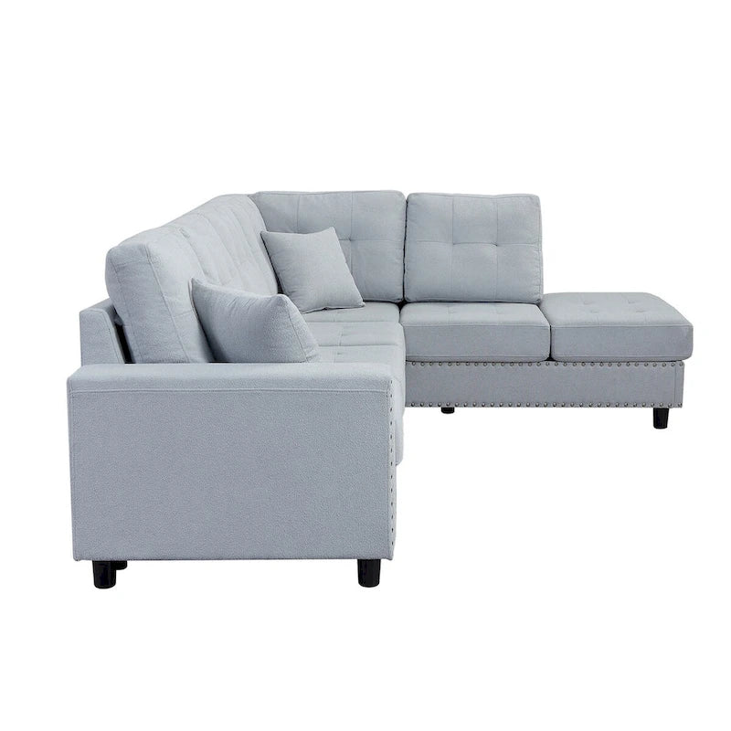 Canapé d'angle modulaire en L de 109,2 po avec coussins de dossier amovibles et 2 oreillers, pour salons, bureaux et appartements