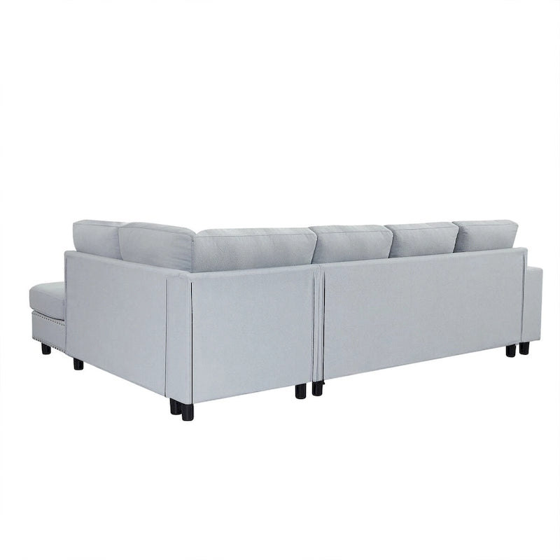Canapé d'angle modulaire en L de 109,2 po avec coussins de dossier amovibles et 2 oreillers, pour salons, bureaux et appartements