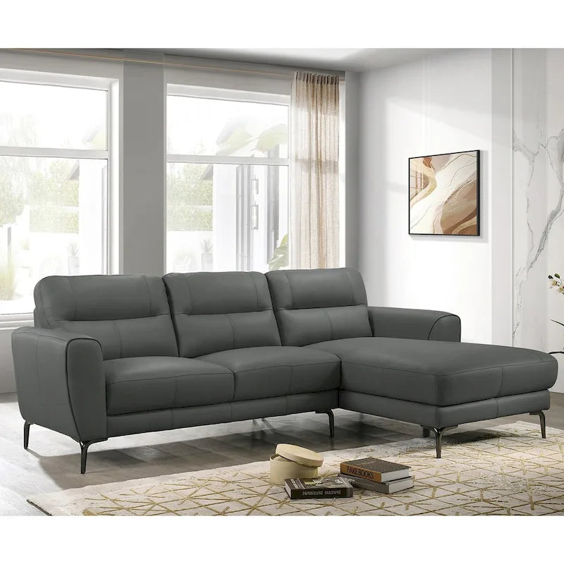 Set Divano Componibile a 2 Pezzi in Similpelle con Gambe in Metallo