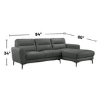 Set Divano Componibile a 2 Pezzi in Similpelle con Gambe in Metallo