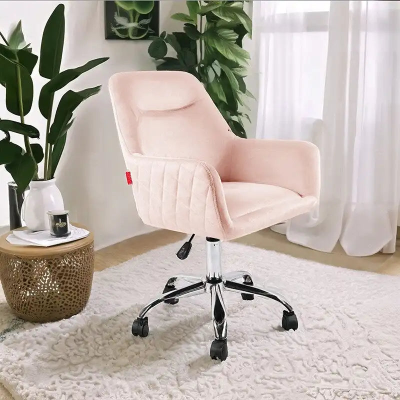 Poltroncina Girevole Sedia da Toilette Sedia da Ufficio con Ruote Moderna Regolabile in Altezza Rosa/Grigio/Bianco