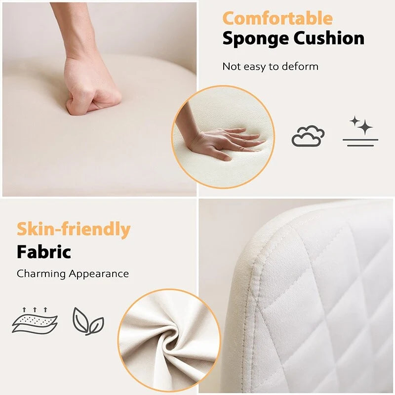 Poltroncina Girevole Sedia da Toilette Sedia da Ufficio con Ruote Moderna Regolabile in Altezza Rosa/Grigio/Bianco
