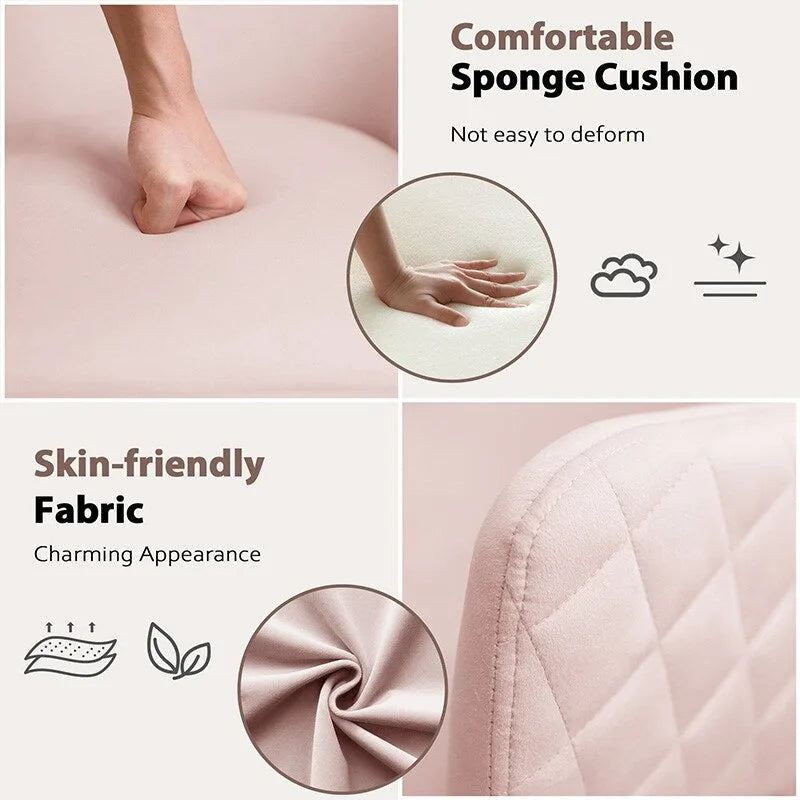 Poltroncina Girevole Sedia da Toilette Sedia da Ufficio con Ruote Moderna Regolabile in Altezza Rosa/Grigio/Bianco