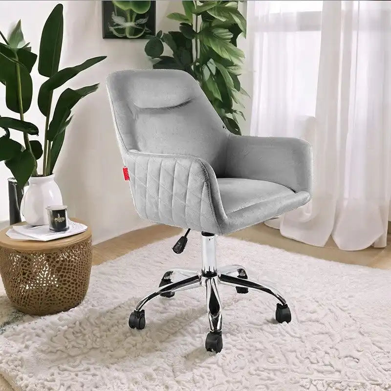 Poltroncina Girevole Sedia da Toilette Sedia da Ufficio con Ruote Moderna Regolabile in Altezza Rosa/Grigio/Bianco