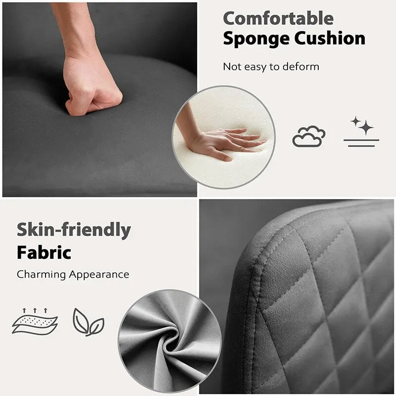 Poltroncina Girevole Sedia da Toilette Sedia da Ufficio con Ruote Moderna Regolabile in Altezza Rosa/Grigio/Bianco