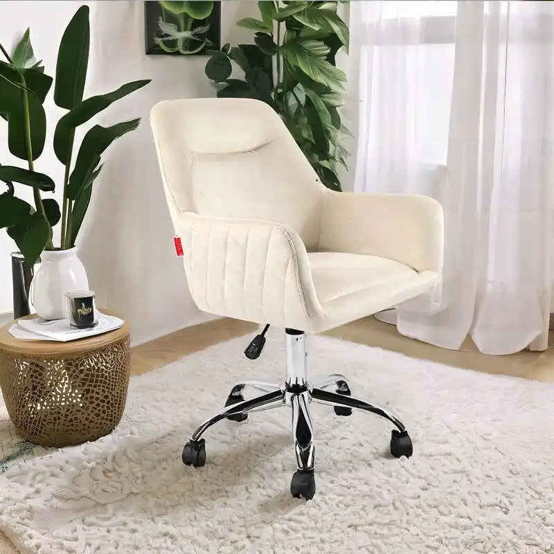 Poltroncina Girevole Sedia da Toilette Sedia da Ufficio con Ruote Moderna Regolabile in Altezza Rosa/Grigio/Bianco