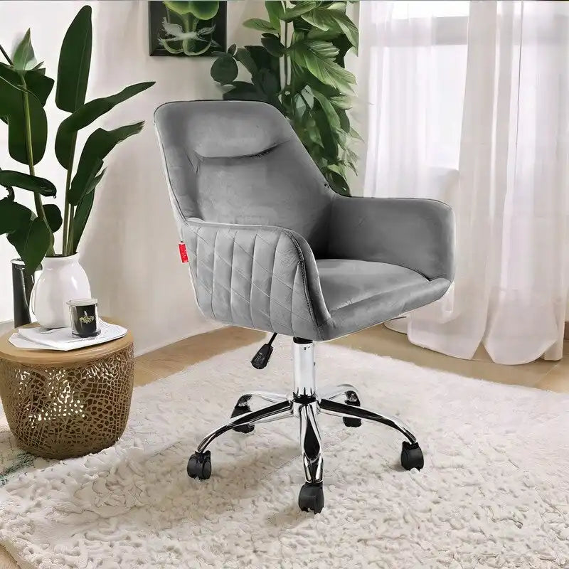 Poltroncina Girevole Sedia da Toilette Sedia da Ufficio con Ruote Moderna Regolabile in Altezza Rosa/Grigio/Bianco