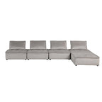 Divano modulare a 5 pezzi in velluto con pouf