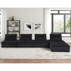 Divano modulare a 5 pezzi in velluto con pouf