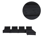Divano modulare a 5 pezzi in velluto con pouf