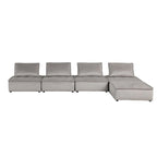 Divano modulare a 5 pezzi in velluto con pouf