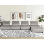 Divano modulare a 5 pezzi in velluto con pouf