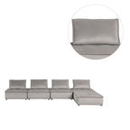 Divano modulare a 5 pezzi in velluto con pouf