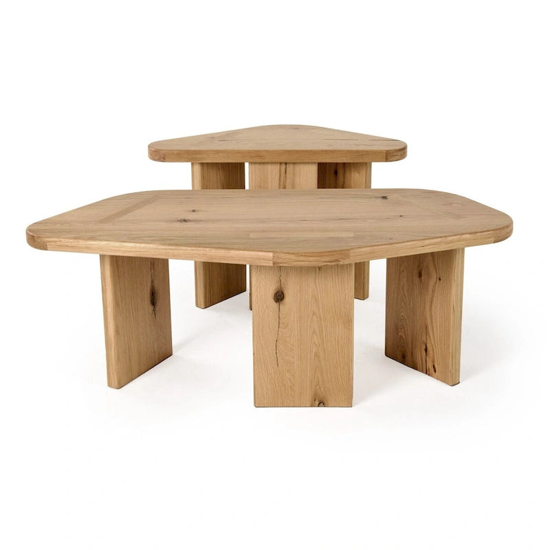 Set di tavolini da caffè moderni in legno naturale