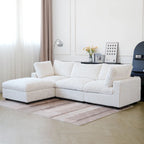 L-shaped Polyester Fabric Couch Modern Sectional Sofa with Ottoman