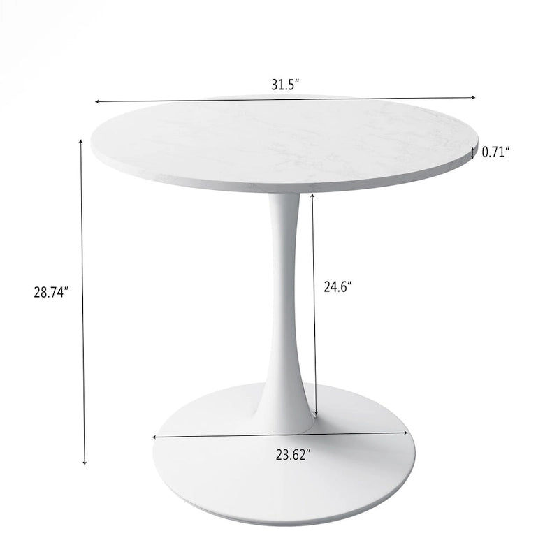 32Tavolo da pranzo moderno con base rotonda in metallo e piano in MDF