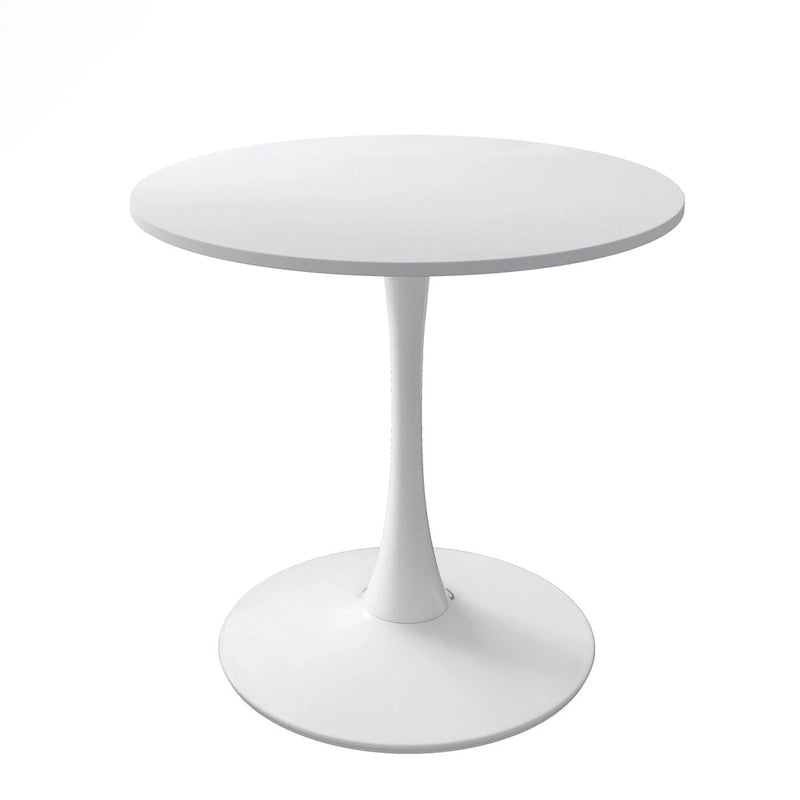 32Tavolo da pranzo moderno con base rotonda in metallo e piano in MDF