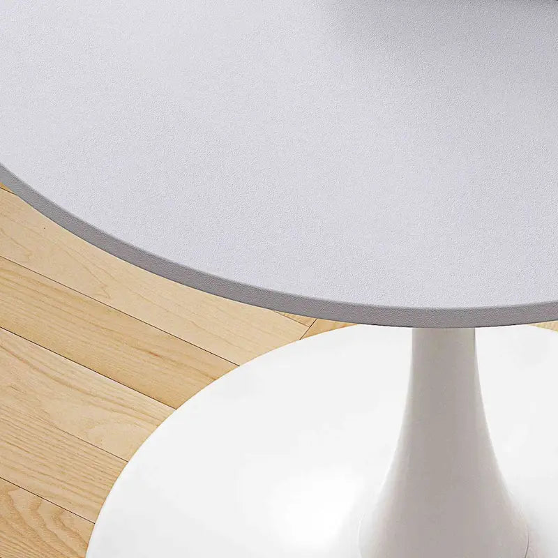 32Tavolo da pranzo moderno con base rotonda in metallo e piano in MDF