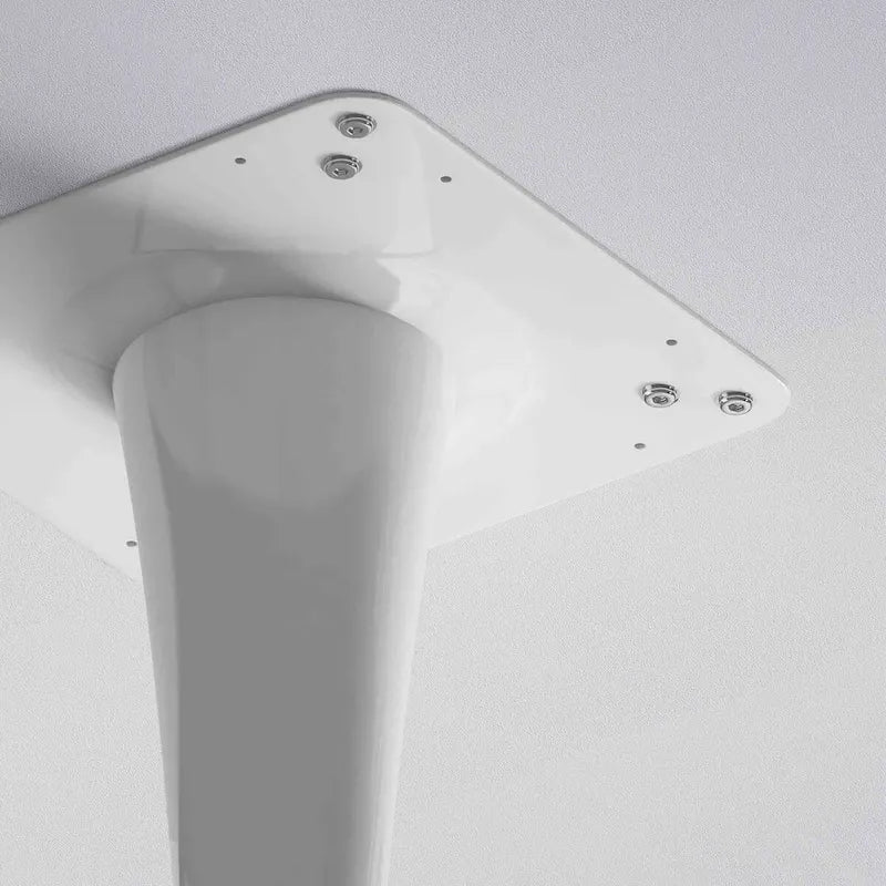 32Tavolo da pranzo moderno con base rotonda in metallo e piano in MDF