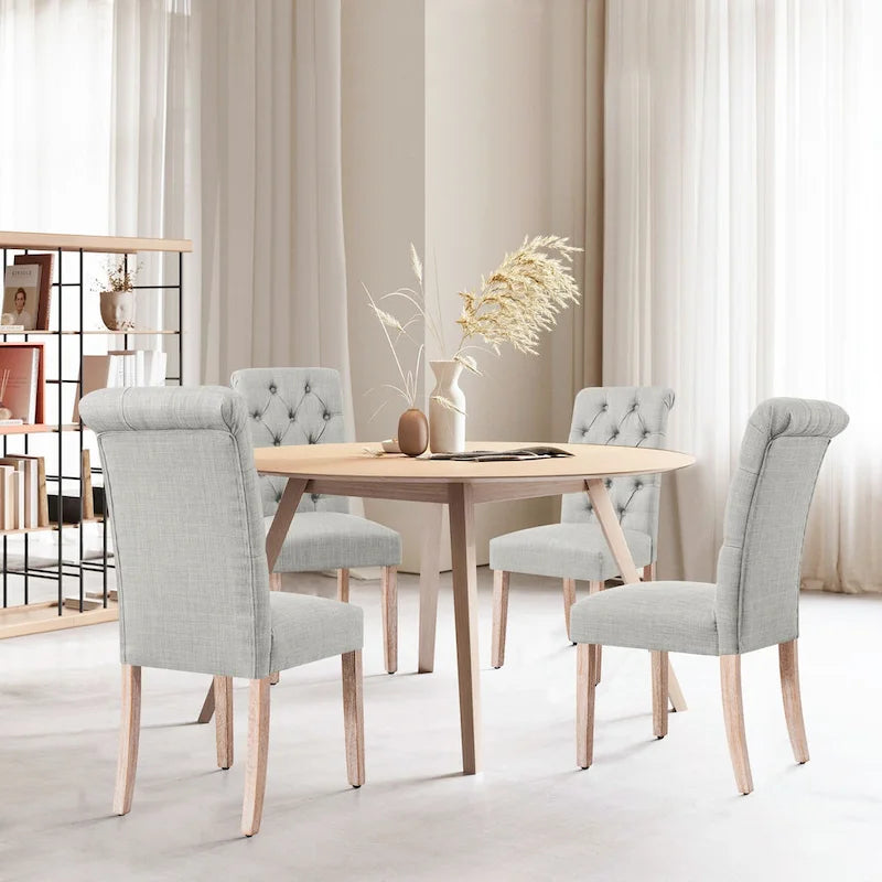 Set di 2 sedie da pranzo Parsons imbottite in lino con bottoni