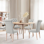 Set di 2 sedie da pranzo Parsons imbottite in lino con bottoni