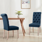 Set di 2 sedie da pranzo Parsons imbottite in lino con bottoni