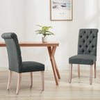 Set di 2 sedie da pranzo Parsons imbottite in lino con bottoni