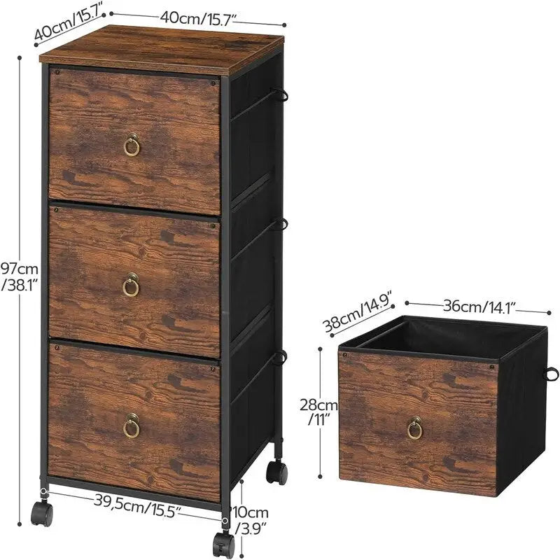 Cassettiera classificatore a 3 cassetti - 15,7P x 15,7L x 38,1H