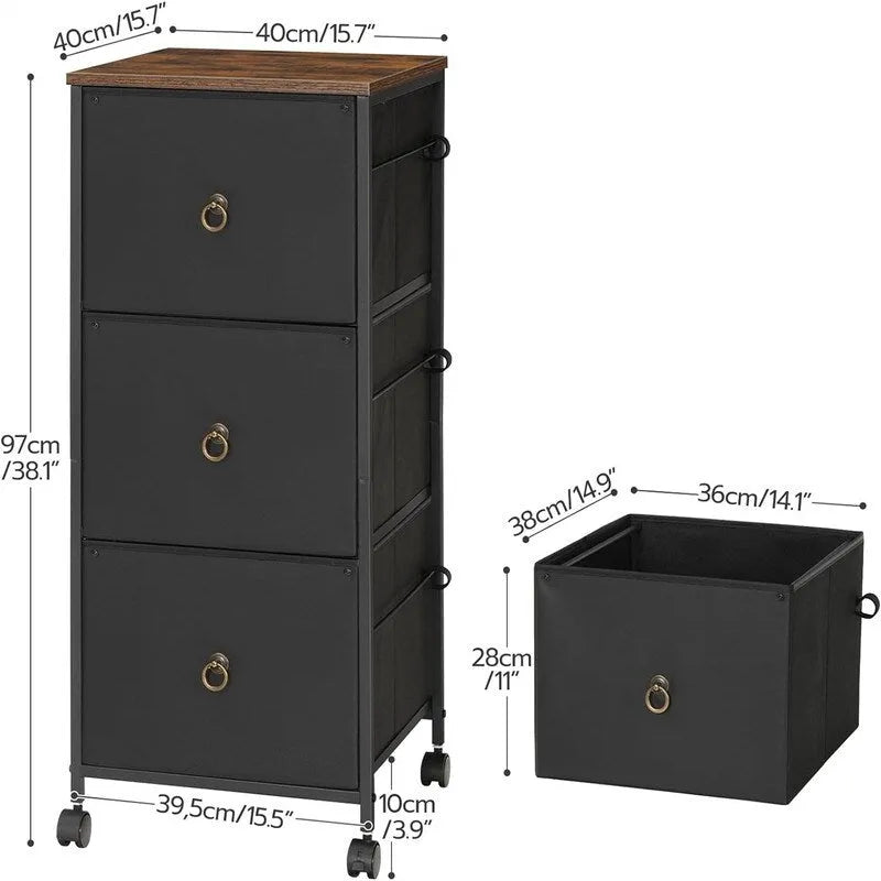 Cassettiera classificatore a 3 cassetti - 15,7P x 15,7L x 38,1H