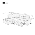 Divano letto angolare a L con contenitore e ricarica USB