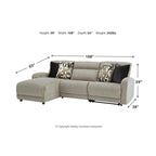 Signature Design by Ashley Colleyville divano sezionale reclinabile elettrico a 3 pezzi con chaise longue grigio - 108L x 65P x 39A