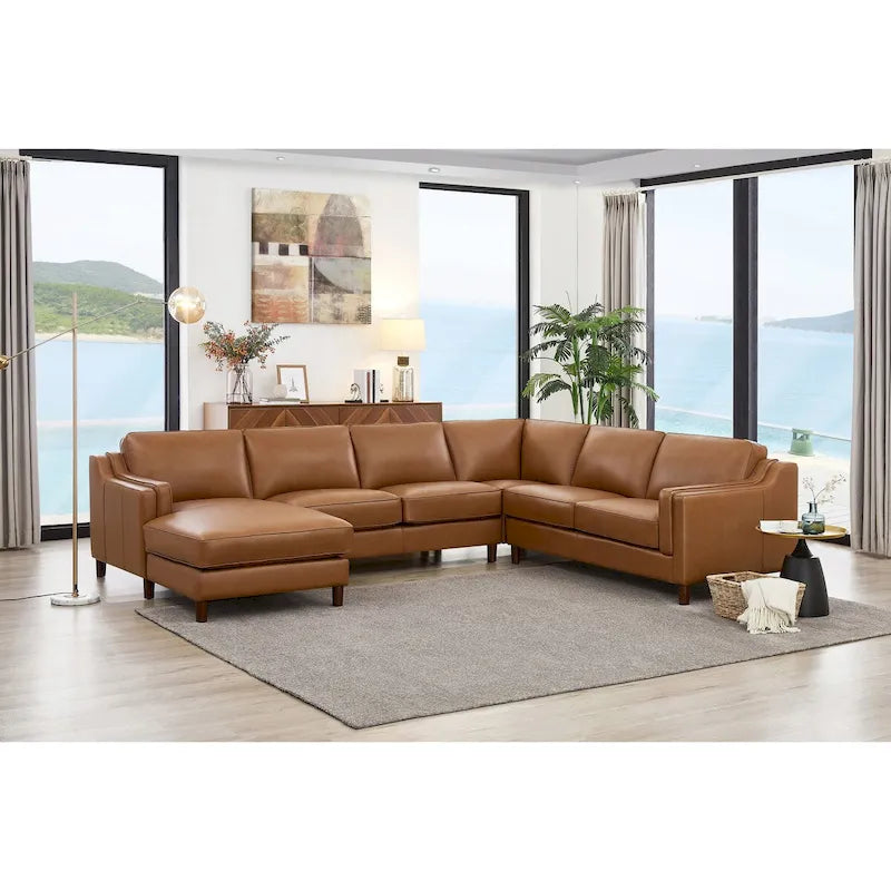 Divano sezionale Hydeline Bella in pelle primo fiore, lato sinistro, con chaise longue