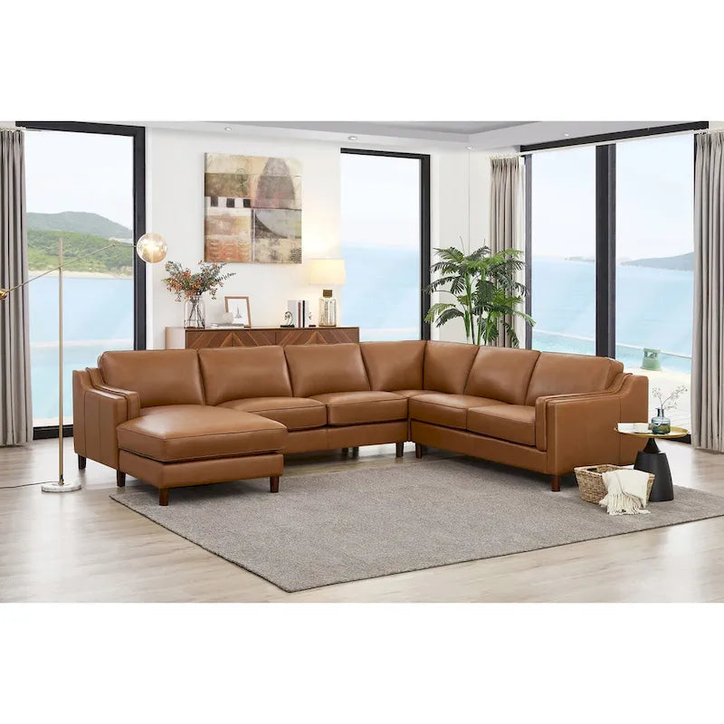 Divano sezionale Hydeline Bella in pelle primo fiore, lato sinistro, con chaise longue
