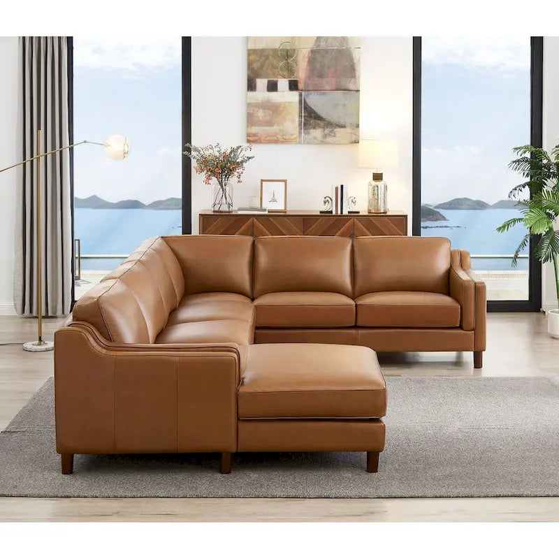 Divano sezionale Hydeline Bella in pelle primo fiore, lato sinistro, con chaise longue