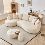 122.8 Modern Teddy Fabric Cloud Curved Sofa -- Left Facing